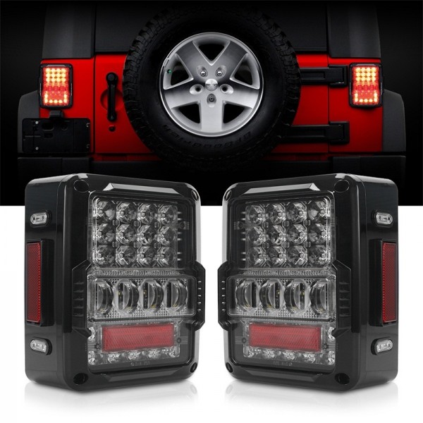 DOT Approved 4D LED Tail Lights for 2007-2017 Jeep Wrangler JK Brake Reverse Light Rear Back Up Lights Daytime Running Lamps,EMC Build-in 