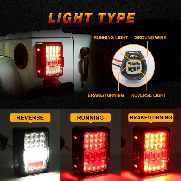 DOT Approved 4D LED Tail Lights for 2007-2017 Jeep Wrangler JK Brake Reverse Light Rear Back Up Lights Daytime Running Lamps,EMC Build-in 