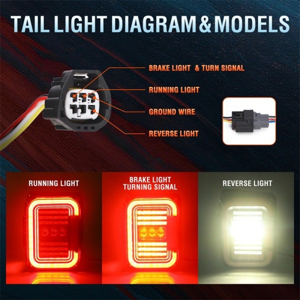 DOT Approved Smoke Lens LED Tail Lights with 20W Reverse Lights for 2007-2017 Jeep Wrangler JK&JKU Brake Reverse Light Rear Back Up Lights Daytime Running Lamps,EMC Build-in