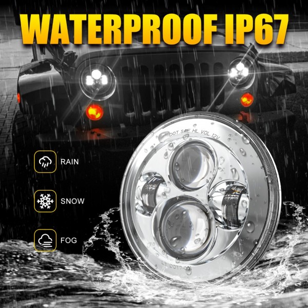  LX-LIGHT 7'' Round Black LED Headlight High Low Beam Compatible with Jeep Wrangler JK TJ LJ CJ Hummer H1 H2 (Pair) 