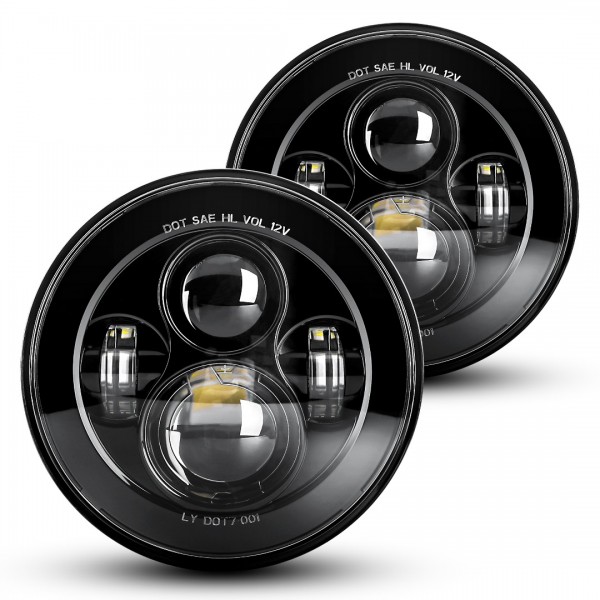  LX-LIGHT 7'' Round Black LED Headlight High Low B...