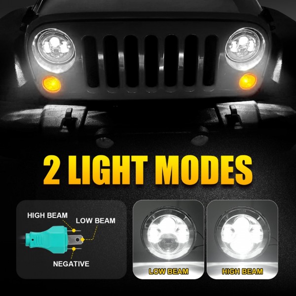  LX-LIGHT 7'' Round Black LED Headlight High Low Beam Compatible with Jeep Wrangler JK TJ LJ CJ Hummer H1 H2 (Pair) 