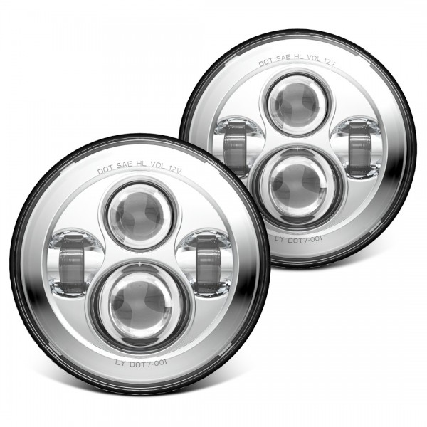  LX-LIGHT 7'' Round Black LED Headlight High Low Beam Compatible with Jeep Wrangler JK TJ LJ CJ Hummer H1 H2 (Pair) 