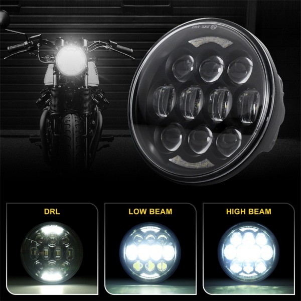 2019 New Brightest DOT Approved 80W Osram Chips 5-3/4" 5.75" Round LED Projection Headlight for Harley Motorcycles