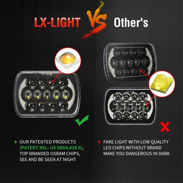 (Pair) 5''x7'' 6''x7'' High Low Beam Led Headlights for Jeep Wrangler YJ Cherokee XJ H6054 H5054 H6054LL 69822 6052 6053 with Angel Eyes DRL