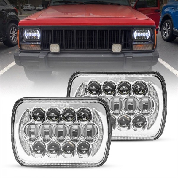 (Pair) 5''x7'' 6''x7'' High Low Beam Led Headlights for Jeep Wrangler YJ Cherokee XJ H6054 H5054 H6054LL 69822 6052 6053 with Angel Eyes DRL