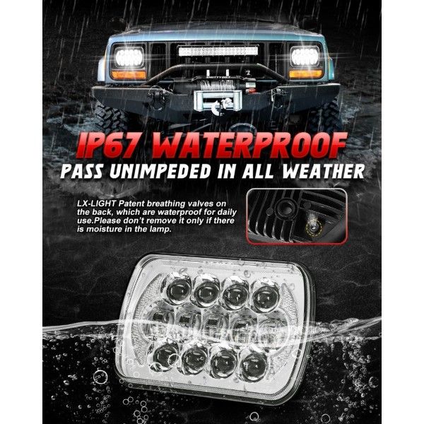 (Pair) 5''x7'' 6''x7'' High Low Beam Led Headlights for Jeep Wrangler YJ Cherokee XJ H6054 H5054 H6054LL 69822 6052 6053 with Angel Eyes DRL