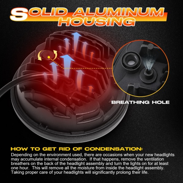 DOT Approved 80W 5-3/4" 5.75" Round LED Projection Headlight Compatible with Dyna Street Bob Super Wide Glide Low Rider Night Rod Train Softail Deuce Custom Sportster Iron 883,Black