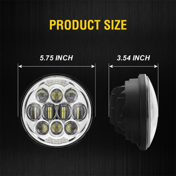 2019 New Brightest DOT Approved 80W Osram Chips 5-3/4" 5.75" Round LED Projection Headlight for Harley Motorcycles