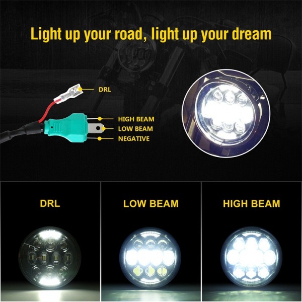 2019 New Brightest DOT Approved 80W Osram Chips 5-3/4" 5.75" Round LED Projection Headlight for Harley Motorcycles