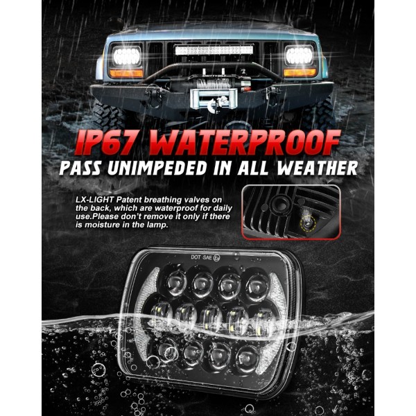 (Pair) 5''x7'' 6''x7'' High Low Beam Led Headlights for Jeep Wrangler YJ Cherokee XJ H6054 H5054 H6054LL 69822 6052 6053 with Angel Eyes DRL