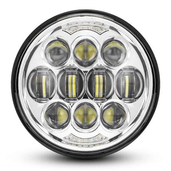 DOT Approved 80W 5-3/4" 5.75" Round LED Projection Headlight Compatible with Dyna Street Bob Super Wide Glide Low Rider Night Rod Train Softail Deuce Custom Sportster Iron 883,Black