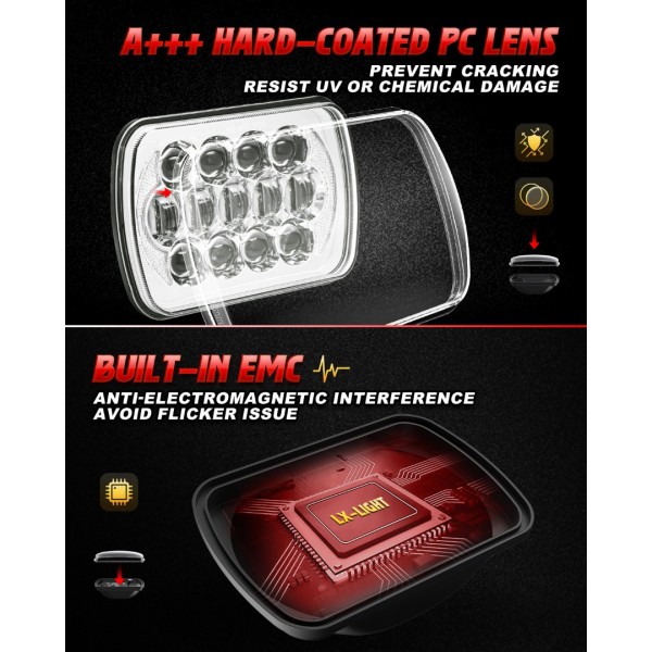 (Pair) 5''x7'' 6''x7'' High Low Beam Led Headlights for Jeep Wrangler YJ Cherokee XJ H6054 H5054 H6054LL 69822 6052 6053 with Angel Eyes DRL