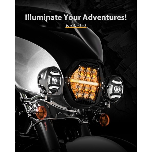  DOT Approved 1200% Bright 180W 7'' Motorcycles LED Headlight with 4.5'' LED Passing lights Compatible with Road King Road Glide Street Glide Electra Glide Ultra Limited Trike Heritage Softail Fat Boy