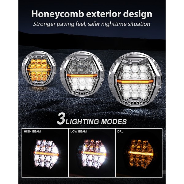  DOT Approved 1200% Bright 180W 7'' Motorcycles LED Headlight with 4.5'' LED Passing lights Compatible with Road King Road Glide Street Glide Electra Glide Ultra Limited Trike Heritage Softail Fat Boy