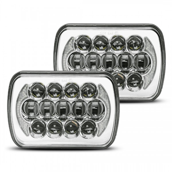 (Pair) 5''x7'' 6''x7'' High Low Beam Led Headlights for Jeep Wrangler YJ Cherokee XJ H6054 H5054 H6054LL 69822 6052 6053 with Angel Eyes DRL