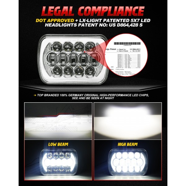 (Pair) 5''x7'' 6''x7'' High Low Beam Led Headlights for Jeep Wrangler YJ Cherokee XJ H6054 H5054 H6054LL 69822 6052 6053 with Angel Eyes DRL