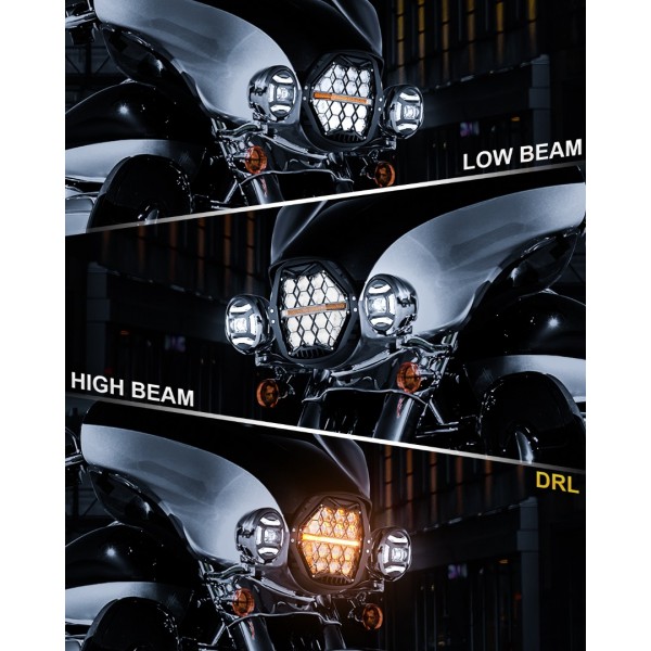 DOT Approved 1000% Bright 120W 7'' Motorcycles LED Headlight with Amber Turn Signal Compatible with Road King Road Glide Street Glide Electra Glide Ultra Limited Trike Heritage Softail Fat Boy Yamaha